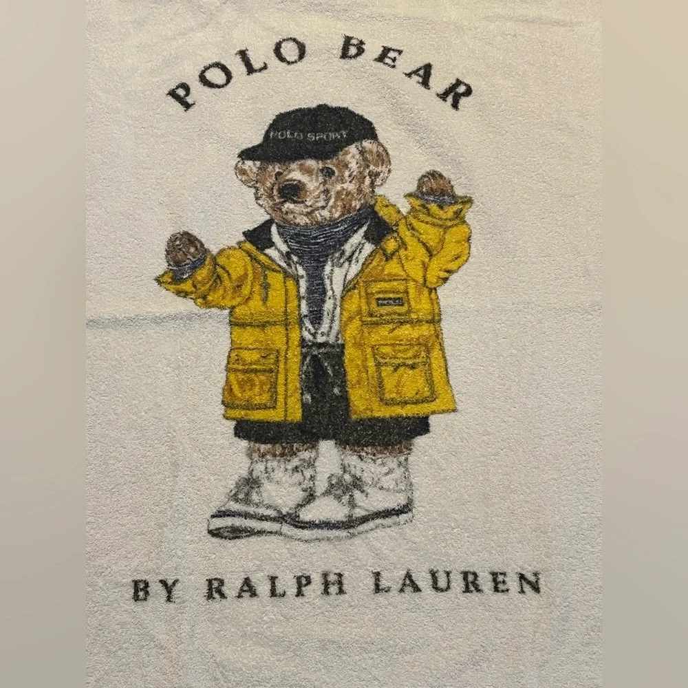 Vintage Ralph Lauren Polo Bear Beach Oversized Towel Raincoat USA 34”X 66”